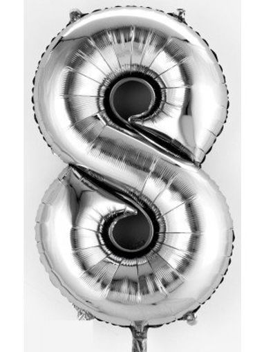 Picture of FOIL BALLOON NUMBER 8 SILVER 16 INCH